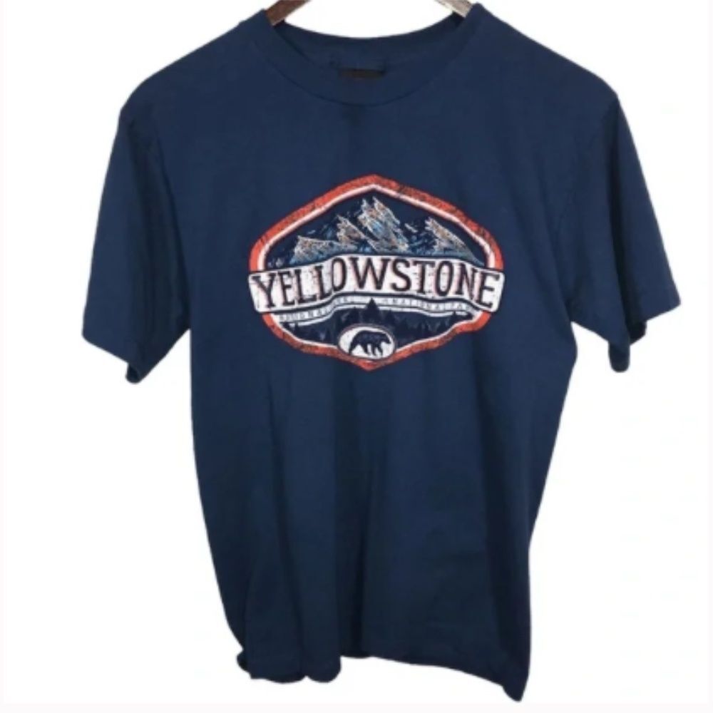 Prairie Mountain Yellowstone National Park Navy Blue T-Shirt